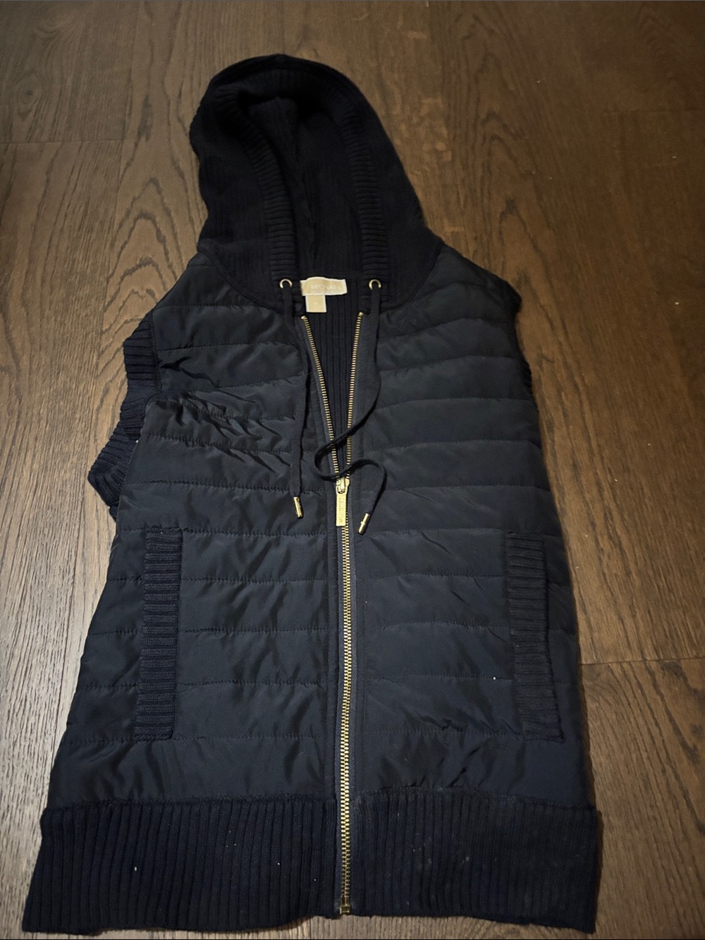 Women's Black Quilted Hooded Vest - Michael Kors - Size Medium